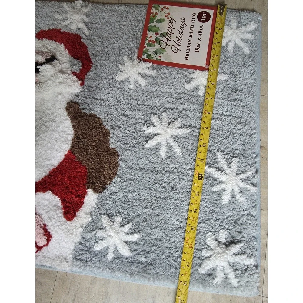 RT 1916 Designer Cool Santa Christmas Bath Rug 18x30 Grey Snowflakes RGCS257